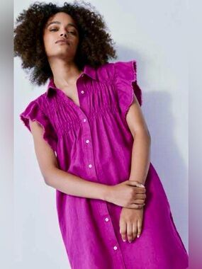 MELISSA NEPTON Sunset Linen Shirtdress